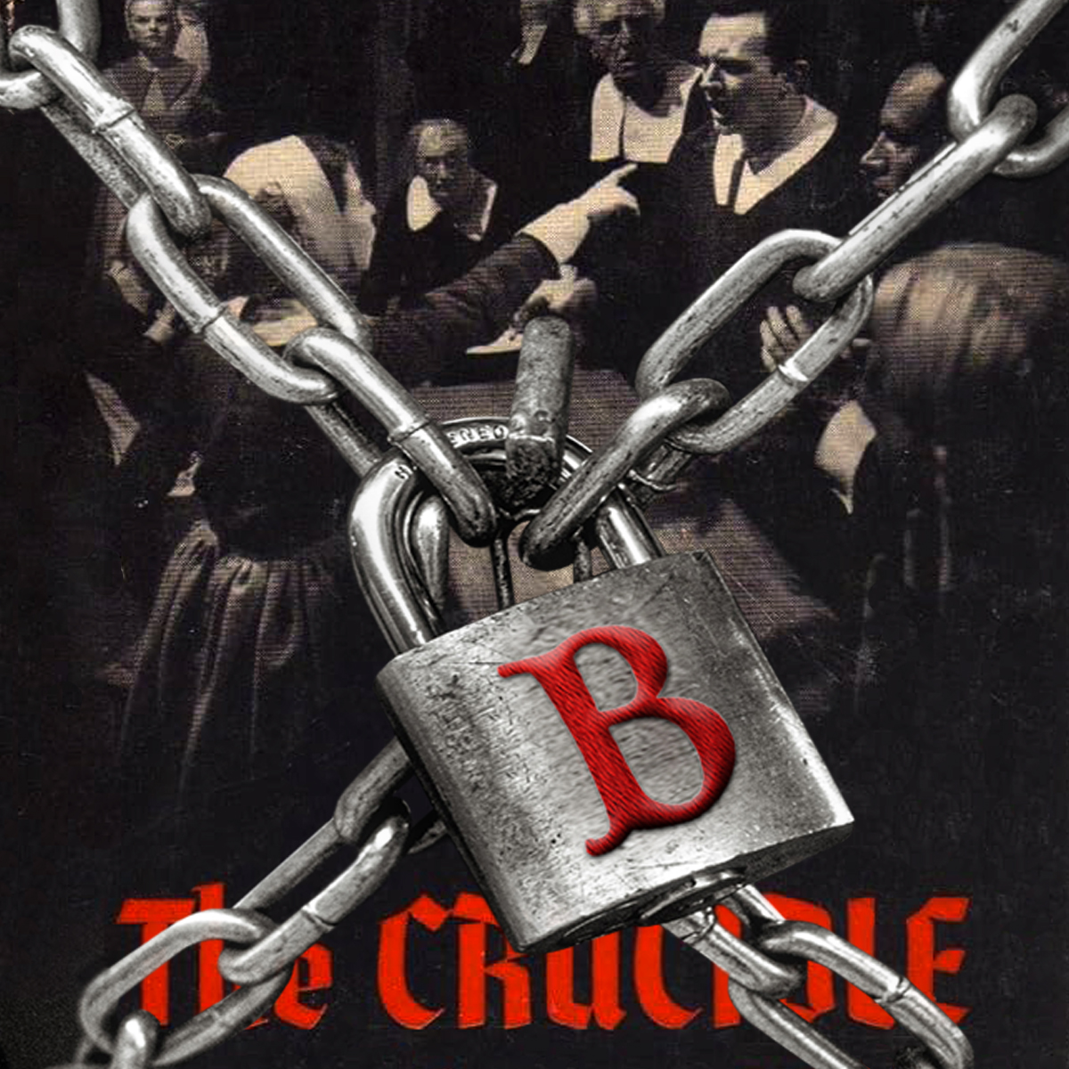Cover of The Crucible with a lock and chain