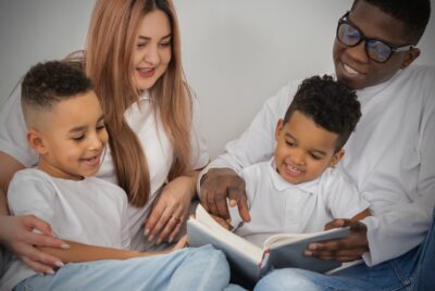 a family reading together
