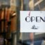 independent bookseller day - open sign on door of bookstore
