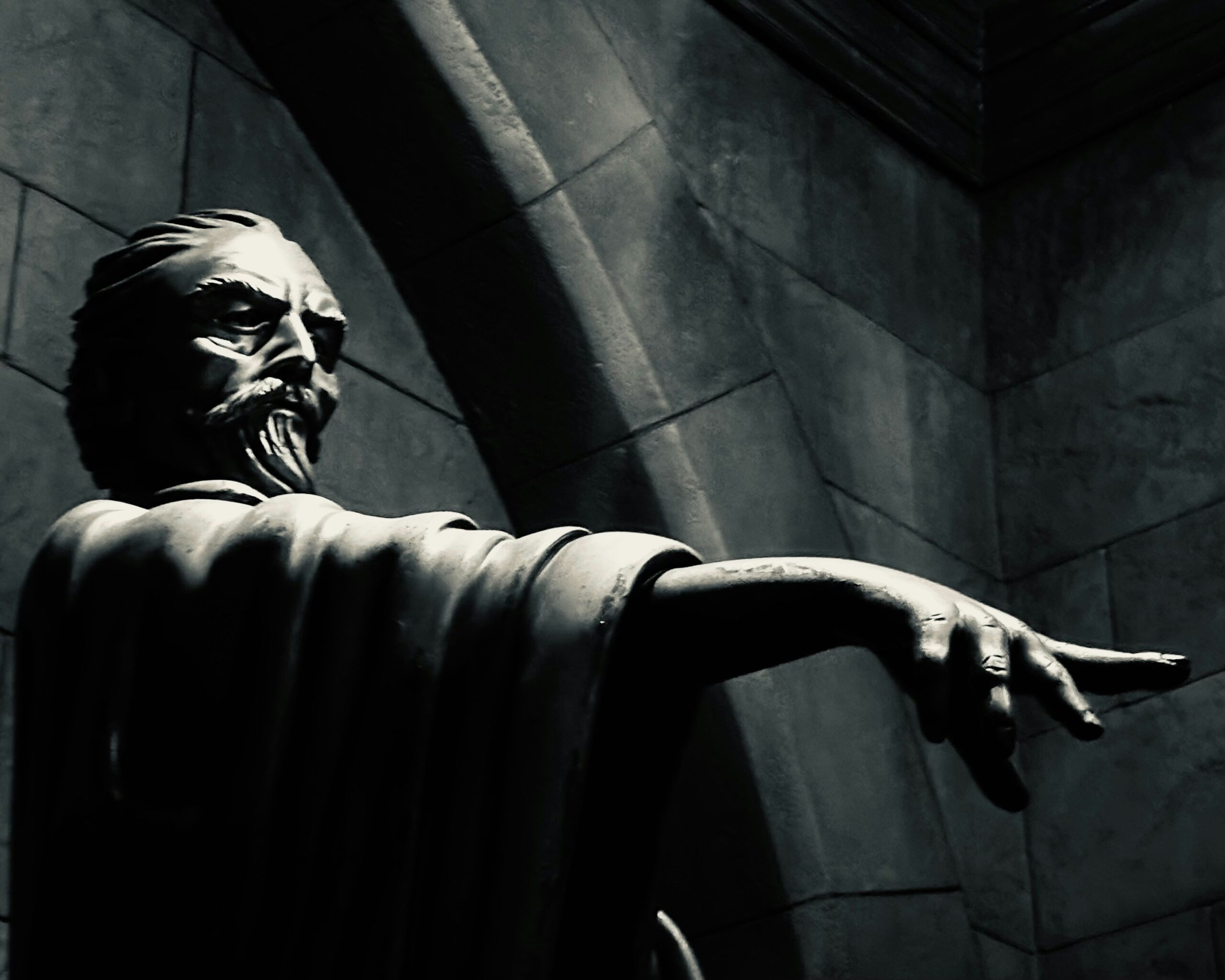 whoever controls the word authoritarian statue
