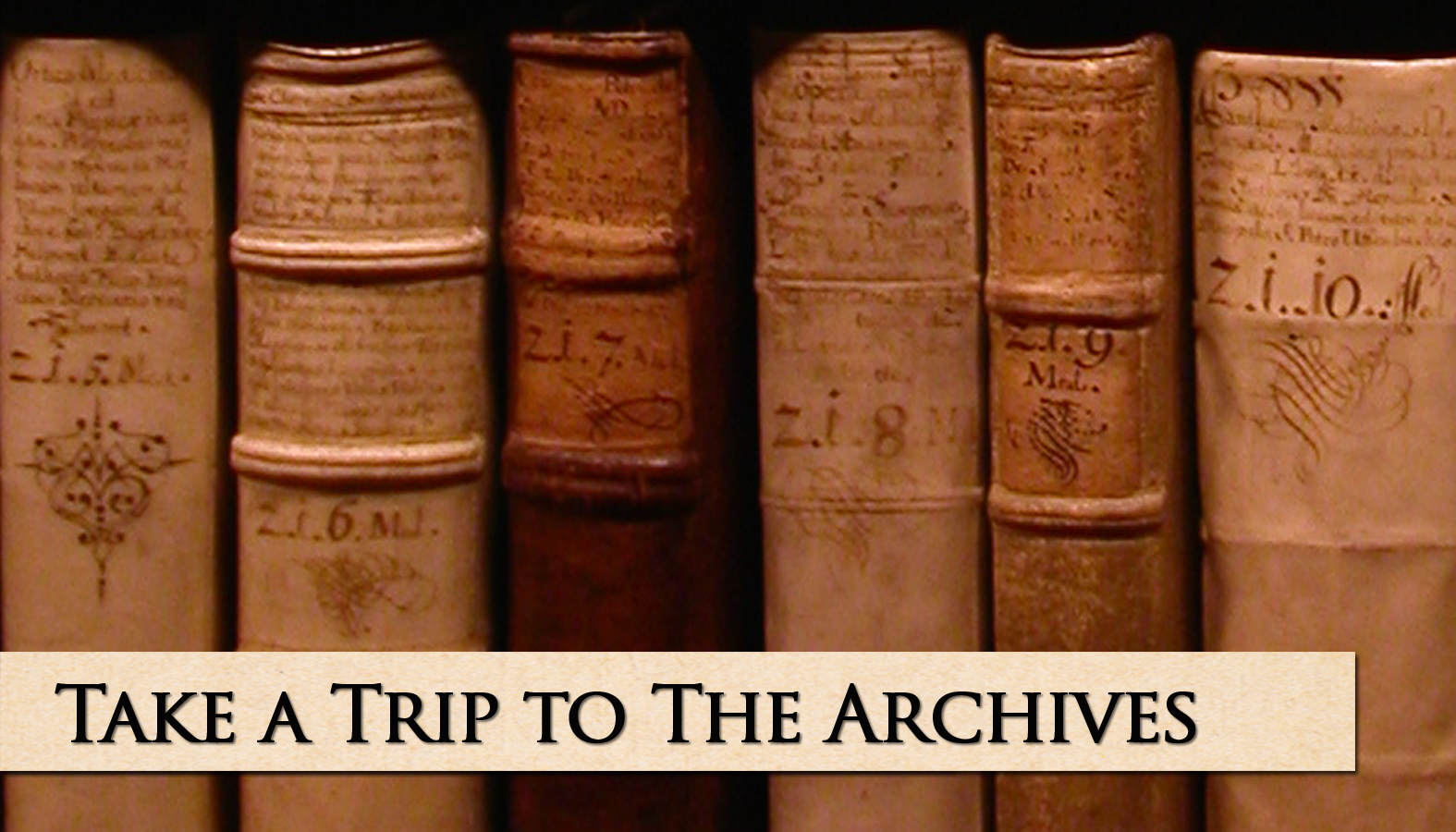 books on shelf - take a trip to the archive
